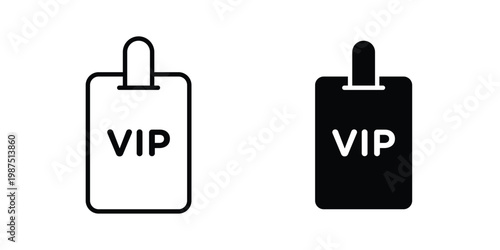 VIP pass icon vector graphic clipart and line art style set