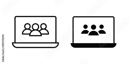 Webinar icon vector graphic clipart and line art style set