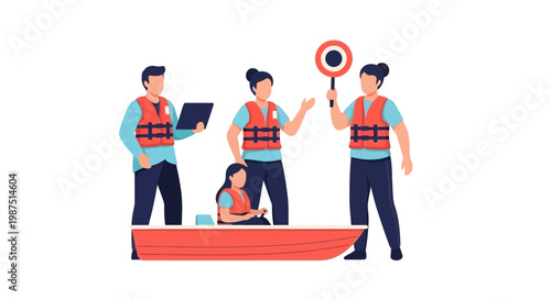 Team of rescue divers preparing for underwater search mission