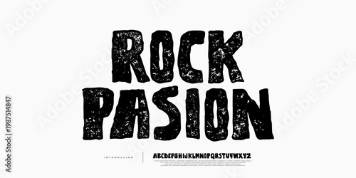 Rock Passion Font, Handwritten 
Bold distressed grunge font with rough texture, perfect for rock music, posters, band logos, and edgy designs.