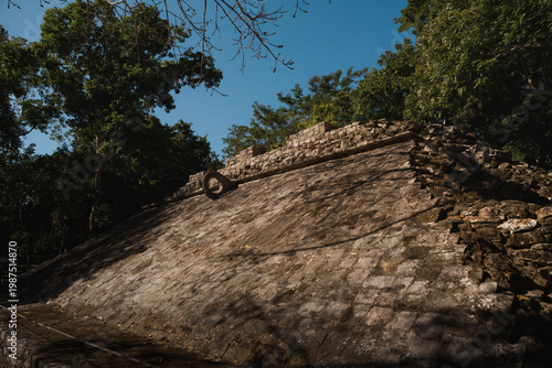 Ancient mayan ball court ring at coba ruins