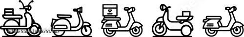 Vector illustration of delivery scooters in various designs  