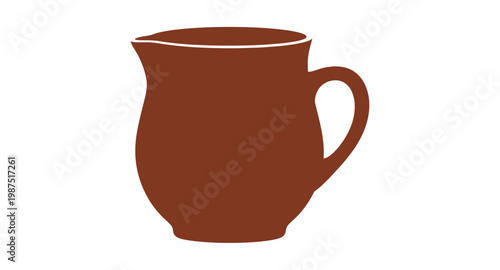 Simple red pitcher illustration with clean lines on transparent background silhouette