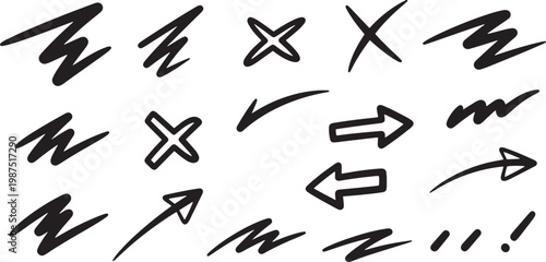 Diverse vector arrows lines a collection of hand drawn vector graphics for design