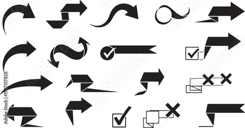 Diverse vector arrows directional icons graphic design elements for data flow visualization