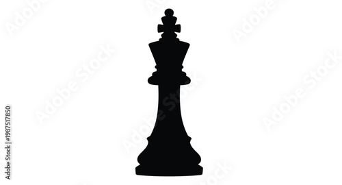 Black chess king silhouette on transparent background