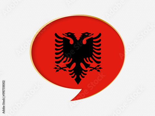 Albania in a Speech Bubble Design on Golden Frame.