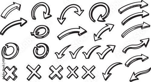 Diverse vector arrows collection hand drawn directional indicators for design visual communication