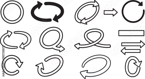 Vector graphics circular arrows lines illustrating directional movement and vector concepts