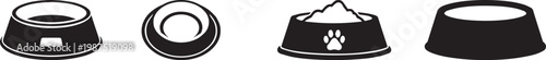 pet bowl icon, solid black, white background, minimalist, sharp edges, vector file.