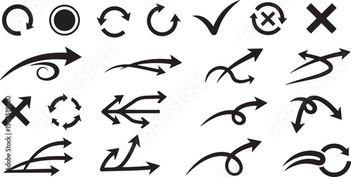 Diverse vector arrows symbols directional indicators for graphic design data visualization