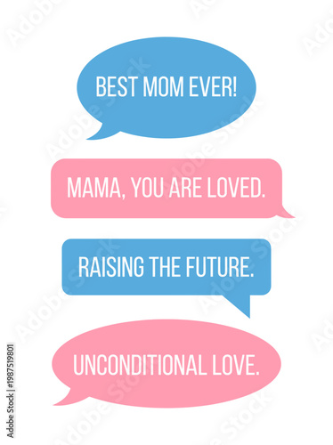 Affectionate messages of appreciation written in colorful speech bubbles. Each bubble expresses a different sentiment of love, admiration, and gratitude