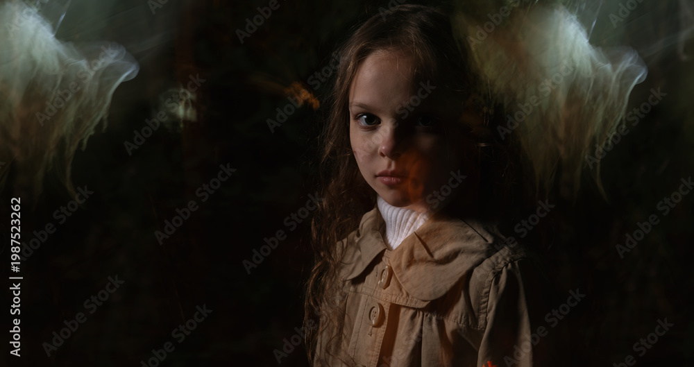 custom made wallpaper toronto digitalA little girl runs through the night forest escaping from ghosts.