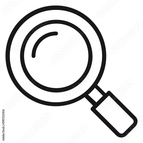 Photos Magnifying glass vector icon illustration, minimalist black line art search symbol for web and app design, zoom tool for investigation and discovery, scalable graphic for focus and analysis