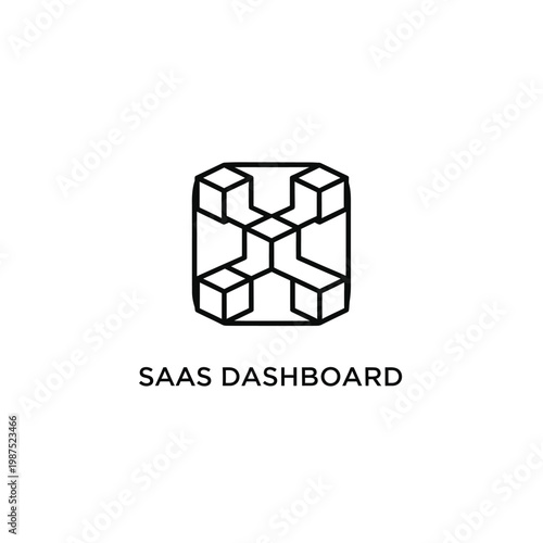 Geometric structure abstract logo for saas dashboard technology business and network.