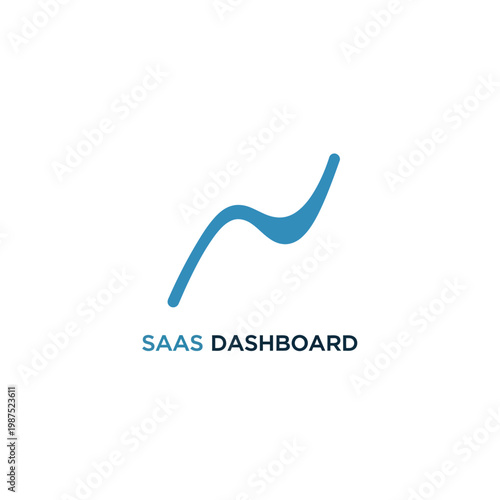 Blue line graph symbol for saas dashboard technology data analysis business growth.