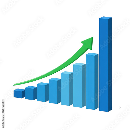 Free Download Growth Bar Chart with Increasing Trend Arrow isolated on transparent background - GFXLoad
