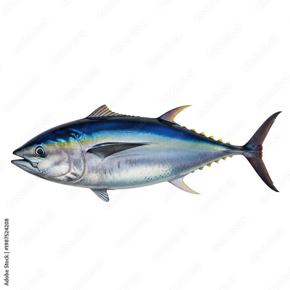 Obraz premium A sleek blue and silver fish swimming with graceful fins isolated on transparent background