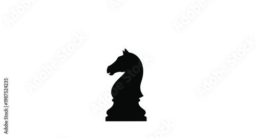 A black chess knight isolated on transparent background silhouette
