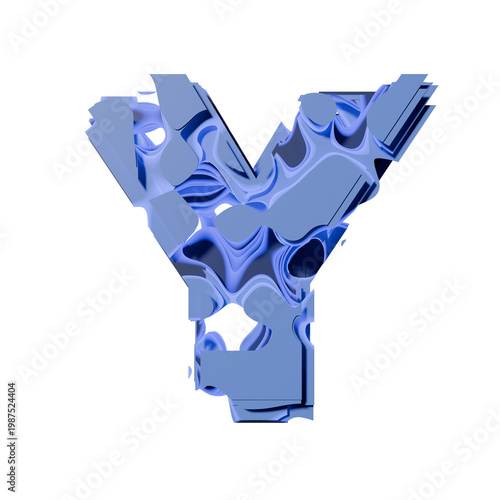 Blue organic layered holes font Letter Y 3D