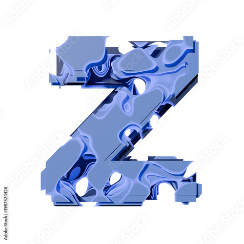 Blue organic layered holes font Letter Z 3D