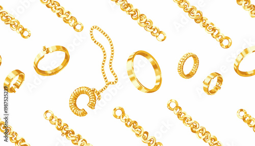 Luxurious Gold Jewelry Collection Featuring Chains, Rings, and Necklaces Showcasing Elegance, Sophistication, and Timeless Style Perfect for Any Occasion