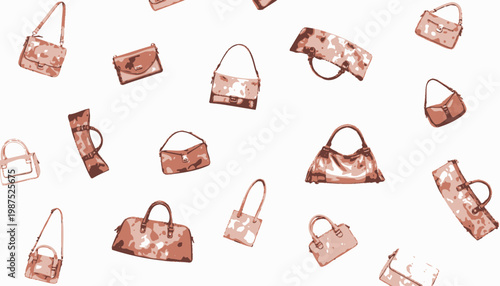 Elegant and Colorful Handbag Collection Featuring Various Styles and Designs on a Simple White Background