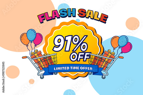 91 Flash Sale Colorful Promotional Graphic