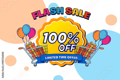 100 Flash Sale Colorful Promotional Graphic