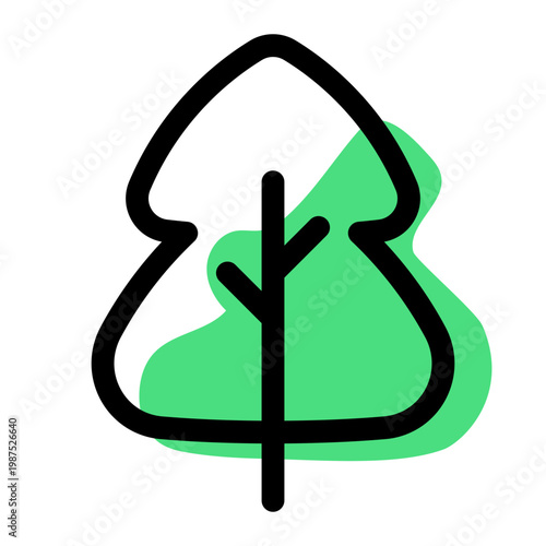 Pine Tree Duotone Icon, Evergreen Conifer Symbol, Forest Nature Green Park Tree, Christmas Tree Vector Illustration