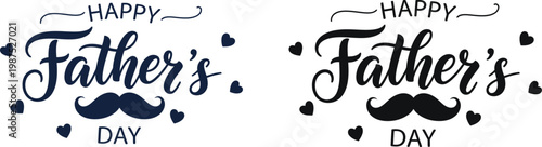 Happy father's day vector designs stylish typography with mustache graphics for celebrations gift ideas