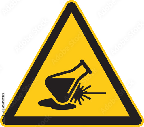 Εκτύπωση καμβά Warning Sign: Hazardous Chemical Spill: A bright yellow warning sign, alerting to the potential danger of a chemical spill