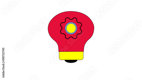 Creative idea light bulb icon with gear symbol, innovation solution concept, flat vector illustration for business and technology.
