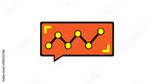 Analytics feedback speech bubble icon with rising line graph business data analysis concept flat vector ui illustration hd icons.
