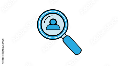 User search magnifying glass icon with profile avatar, people finding concept, flat vector illustration for ui and web apps icons
