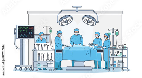 Medical team performing surgery in hospital.