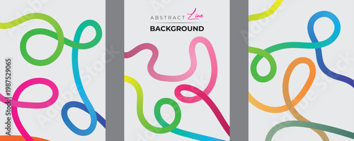 Colorful abstract curvy line pattern on a black background