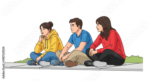 Teenagers Sitting Together Reflecting on Social Issues