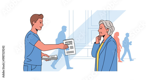 Voting Rights Advocacy Young Volunteer Helping Voter