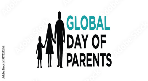 Parents with their young child stand together in a black silhouette design to honor the importance of family bonds on this special day.