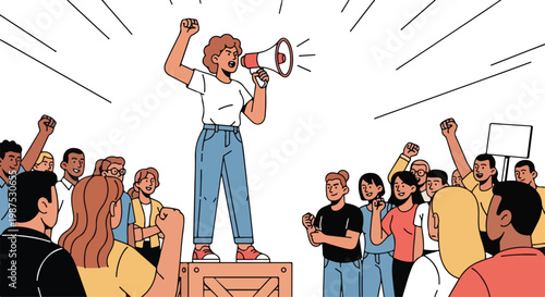 Youth Protest Rally Social Justice Illustration