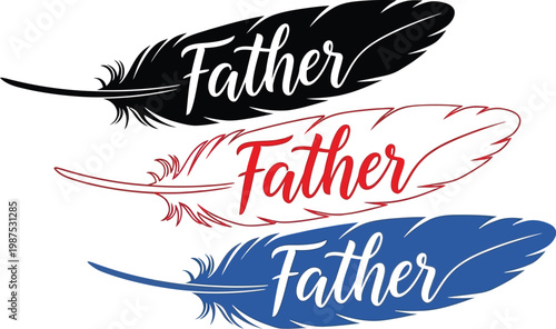 Elegant father's day vector designs feather typography for dad perfect for cards gifts