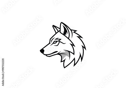 Wolf logo on white background. Wolf logo design. Wolf head logo vector illustration.