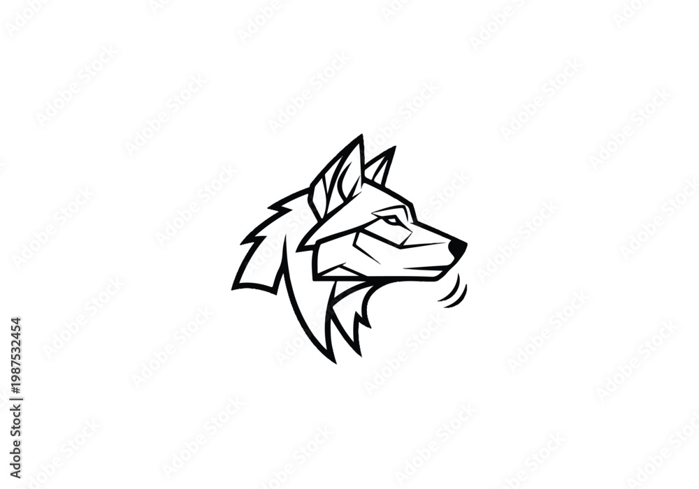 Obraz premium Wolf logo on white background. Wolf logo design. Wolf head logo vector illustration.