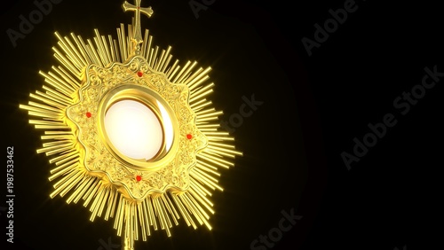 Jesus Cristo na ostensório. Sacramento da Eucaristia. Corpus Christi - Ilustração 3D