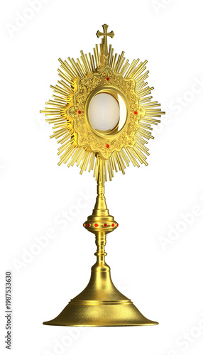 Jesus Cristo na ostensório. Sacramento da Eucaristia. Corpus Christi - Ilustração 3D