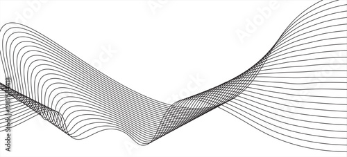 Abstract wave element for design. Digital frequency track equalizer. Stylized line art background. Vector illustration. Wave with lines created using blend tool.