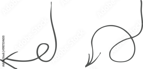 Hand drawn curved doodle chalk arrows collection, vector eps10 illustration. Curved Arrows Set, Smooth and Dashed Line Arrows for Direction, Emphasis, and Highlighting Collection of hand drawn vector