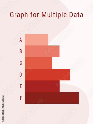 Minimalist horizontal bar chart vector illustration for multiple data comparison, professional infographic element with red and orange gradient shades for business presentation and financial report