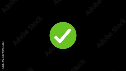 Green check mark icon alpha 4K video